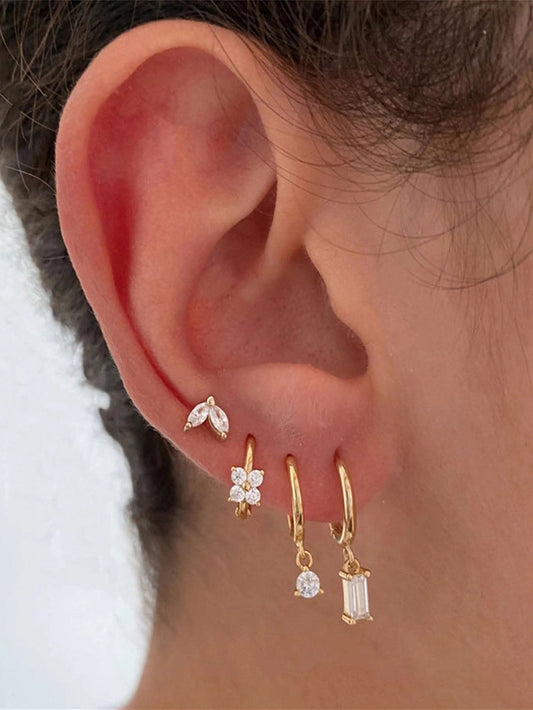 Goldfarbene Ohrringe mit Zirkonia-Steinen – Grace