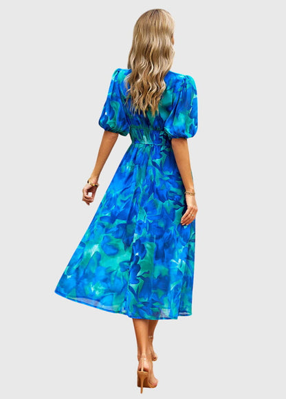 Merlin™ | Flatterndes Blumen-Midi-Kleid