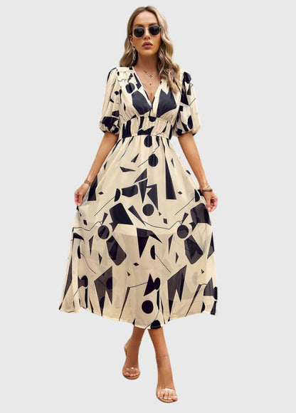 Merlin™ | Flatterndes Blumen-Midi-Kleid