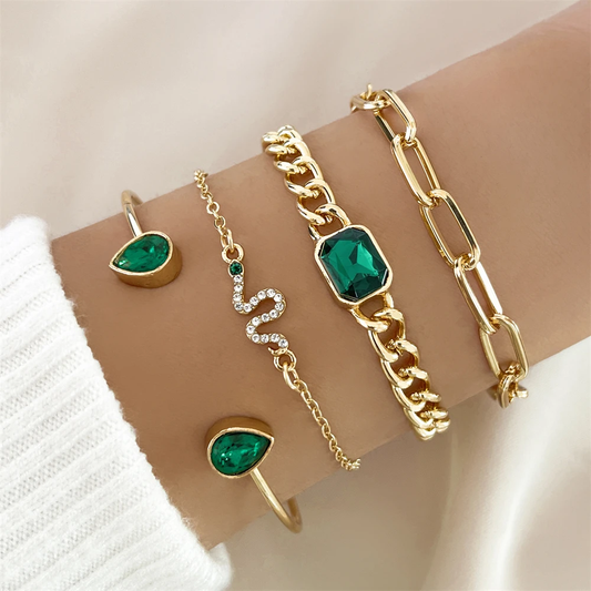 Grünes Kristallarmband-Set